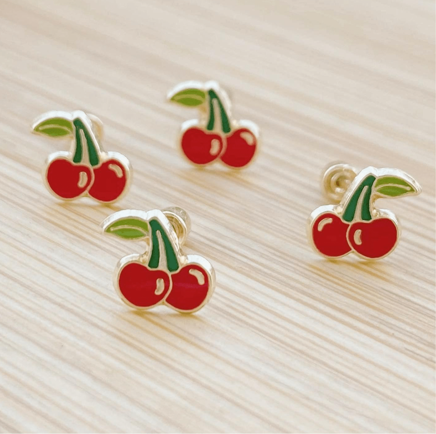 10k Cherry Stud Earrings - Liv.Aura Jewelry