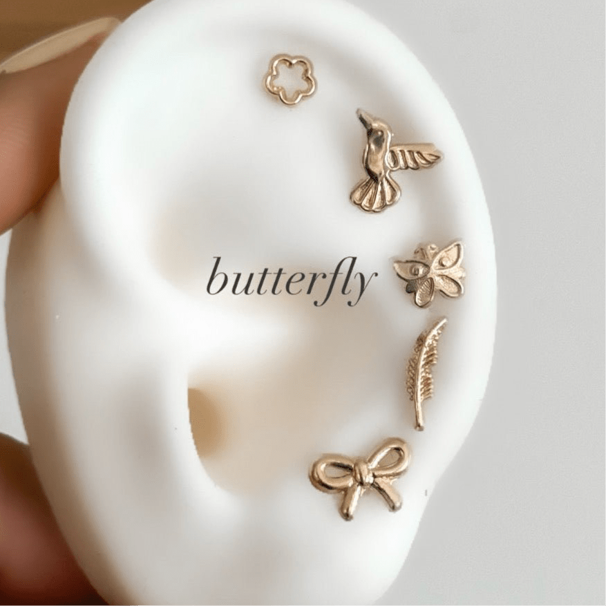 10K Gold Butterfly Stud Earrings – Screw Backs, Hypoallergenic & Waterproof - Liv.Aura Jewelry
