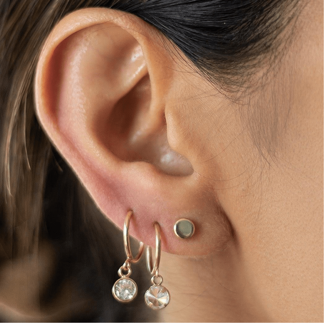 10k Gold Circle Cz Dangle Hoop Earrings - Liv.Aura Jewelry