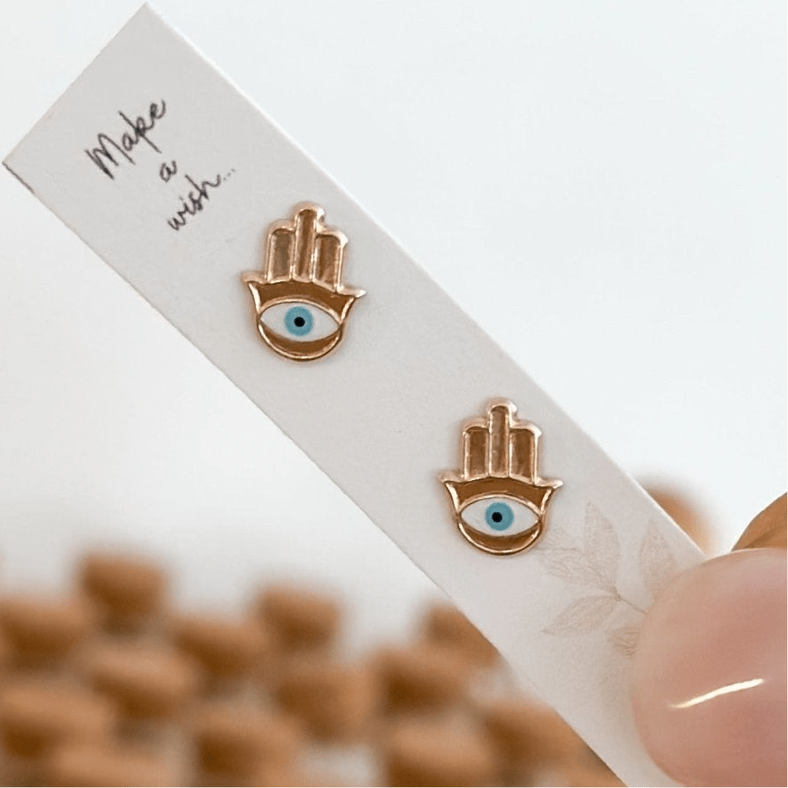 10K Gold Hamsa Hand Stud Earrings | Waterproof & Hypoallergenic - Liv.Aura Jewelry