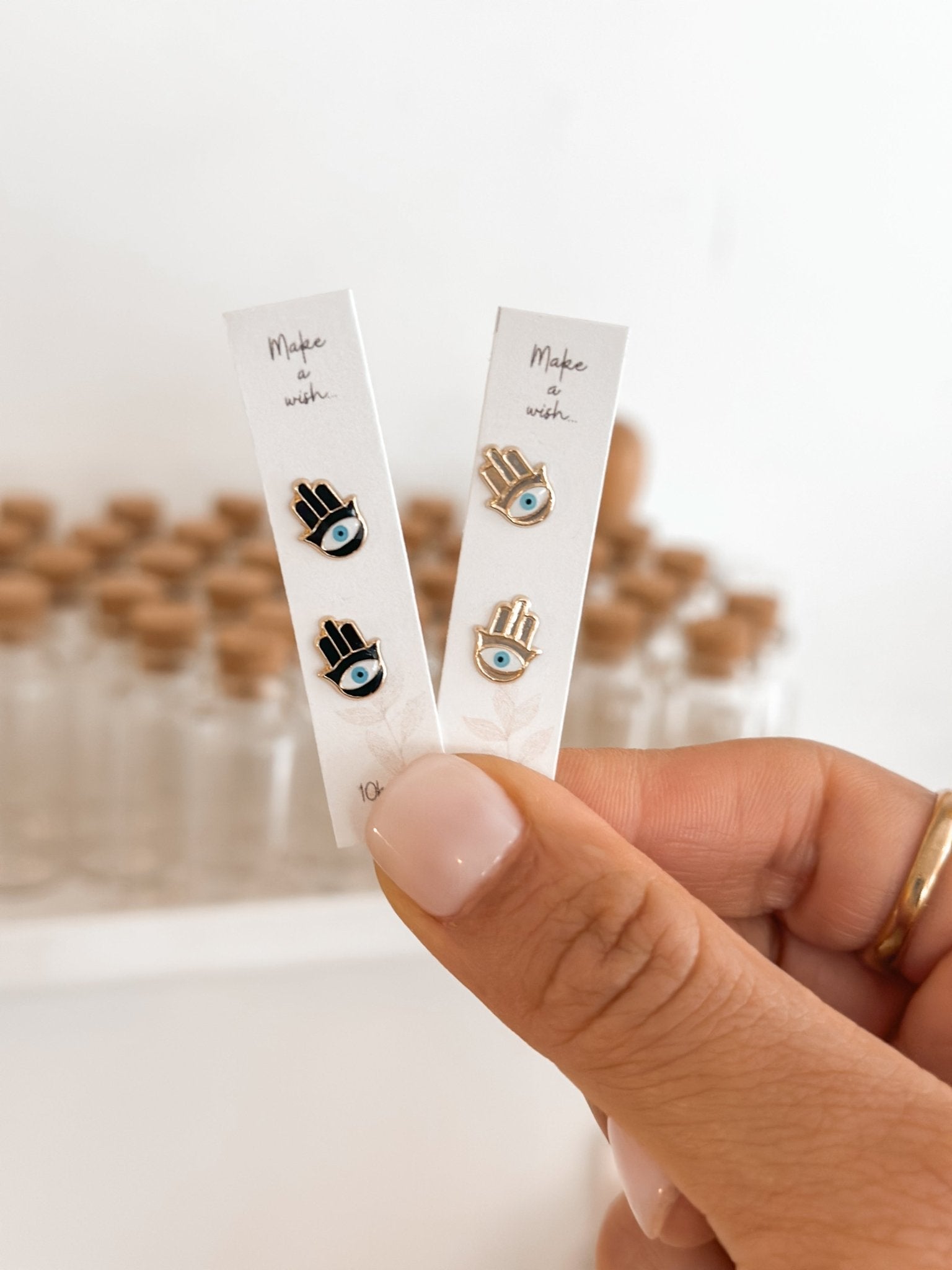 10K Gold Hamsa Hand Stud Earrings | Waterproof & Hypoallergenic - Liv.Aura Jewelry