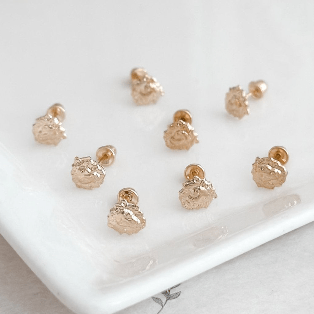 10K Gold Lion Stud Earrings - Liv.Aura Jewelry
