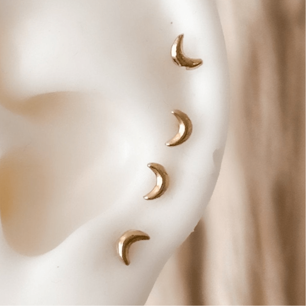 10k Gold Moon Stud Earrings - Liv.Aura Jewelry