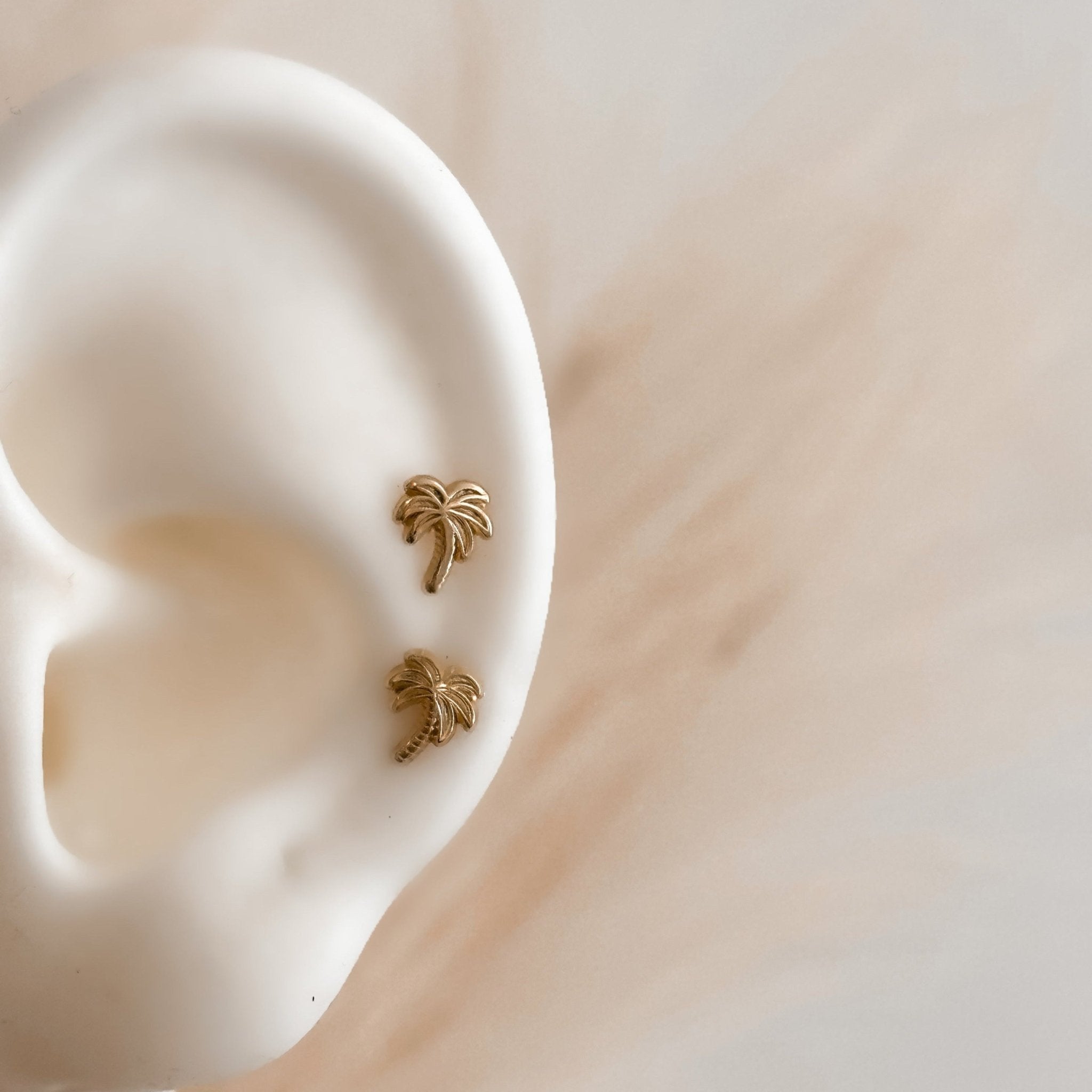 10K Gold Palm Tree Stud Earrings – Screw Back, Waterproof & Hypoallergenic - Liv.Aura Jewelry