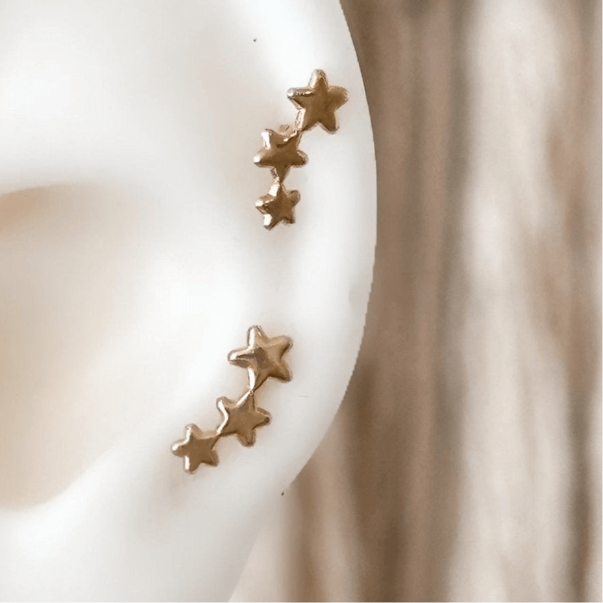 10k Gold Star Ear Climbers Stud Earrings - Liv.Aura Jewelry
