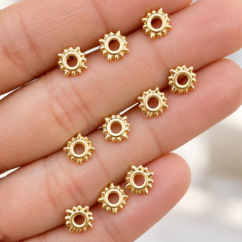 10k Solid Gold Sun Stud Earrings