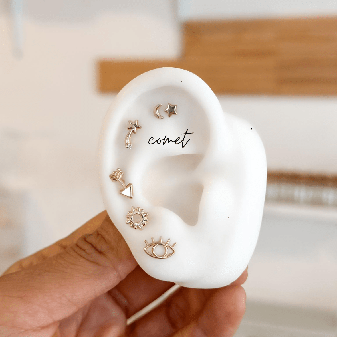 Comet Stud Earrings 10K Solid Gold | Waterproof & Hypoallergenic - Liv.Aura Jewelry