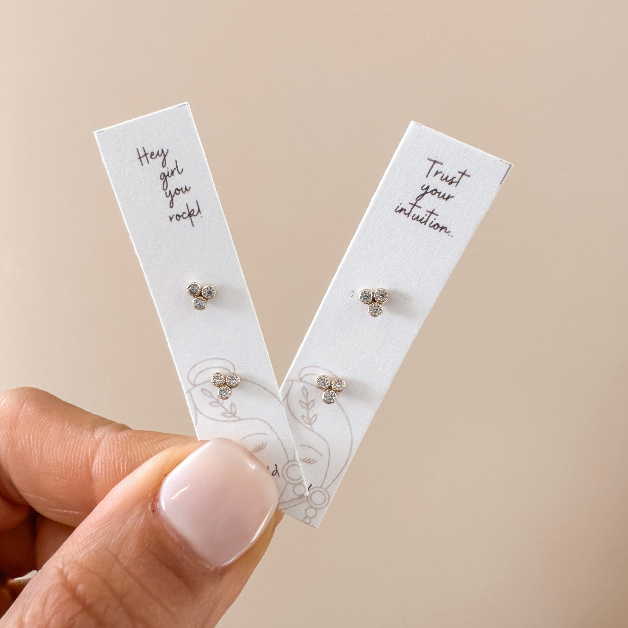 CZ Mini Trio Bezel Stud Earrings | 10K Gold - Liv.Aura Jewelry