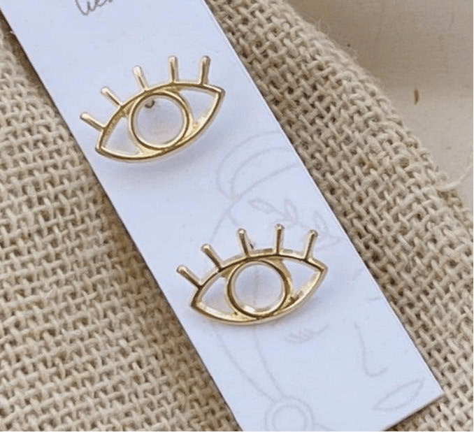 Evil Eye Stud Earrings 10K Gold - Liv.Aura Jewelry