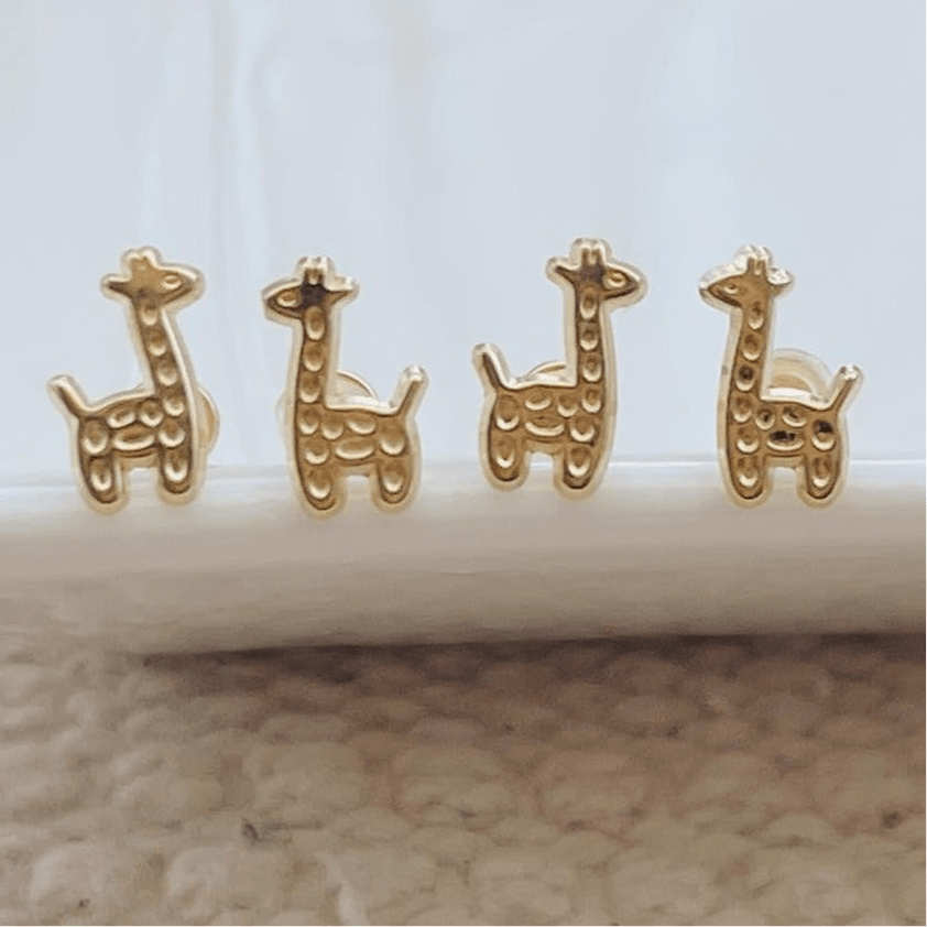 Giraffe Stud Earrings 10K Gold - Liv.Aura Jewelry