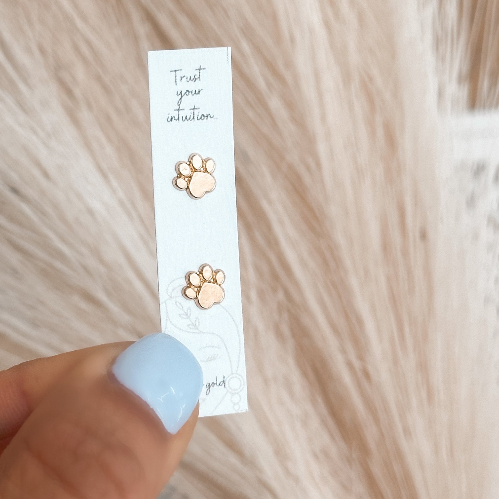 Pet Paw Print Stud Earrings 10K - Liv.Aura Jewelry