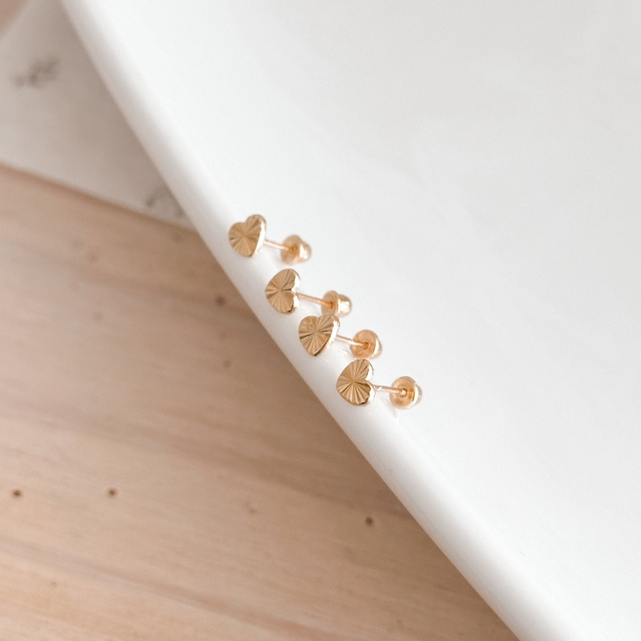 Textured Heart Stud Earrings | 10K Gold - Liv.Aura Jewelry