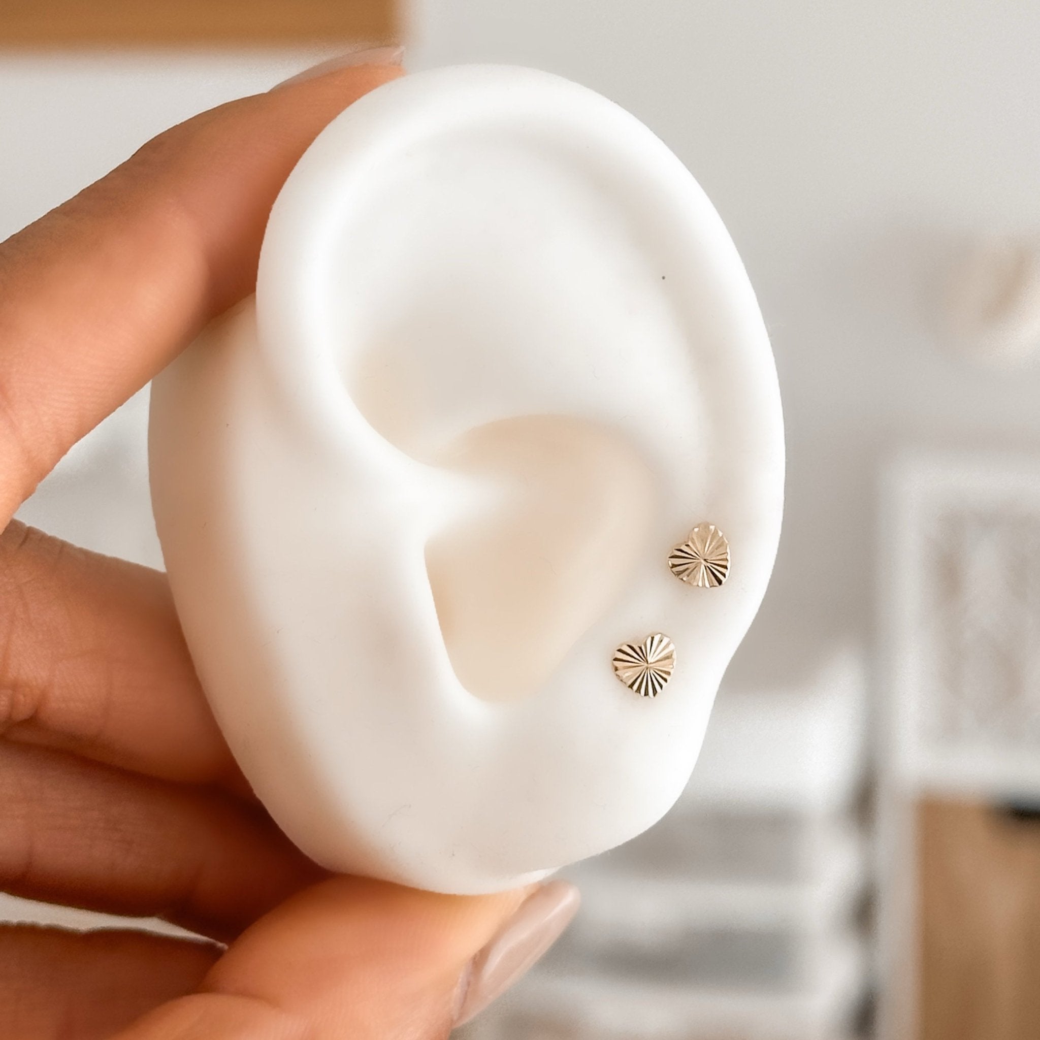 Textured Heart Stud Earrings | 10K Gold - Liv.Aura Jewelry