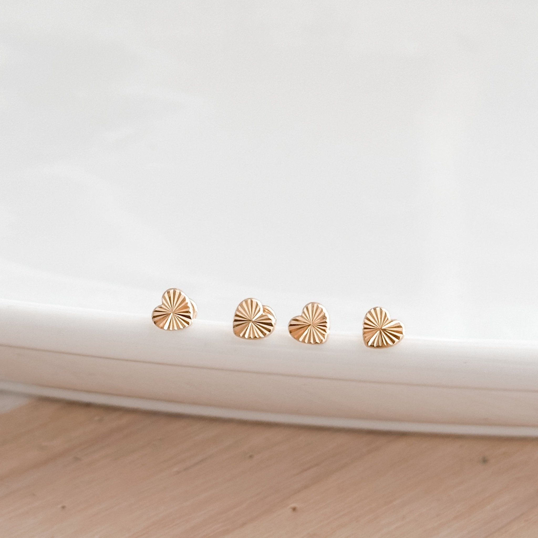 Textured Heart Stud Earrings | 10K Gold - Liv.Aura Jewelry