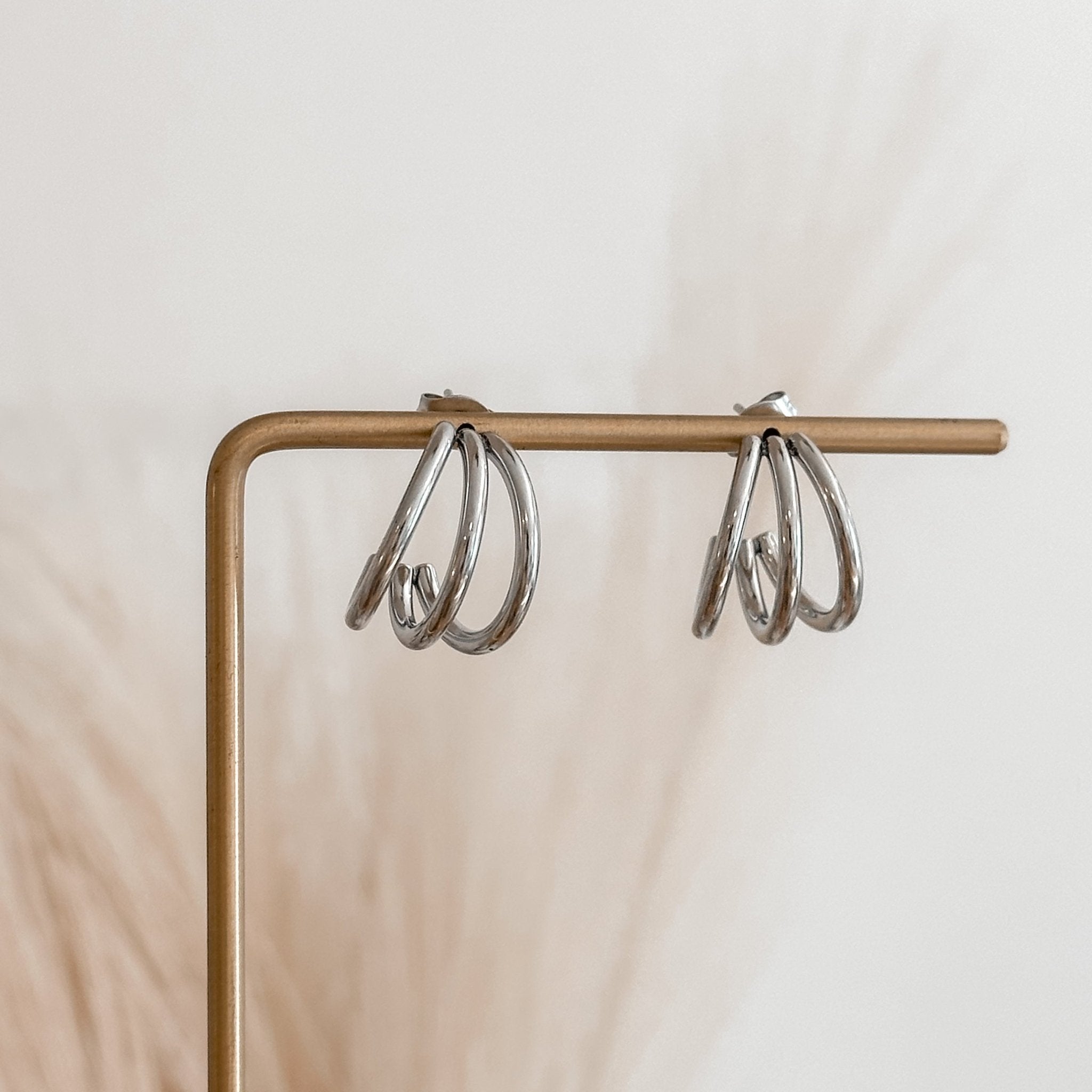 Triple Hoop Earrings 18K Gold or Silver – Waterproof & Hypoallergenic - Liv.Aura Jewelry