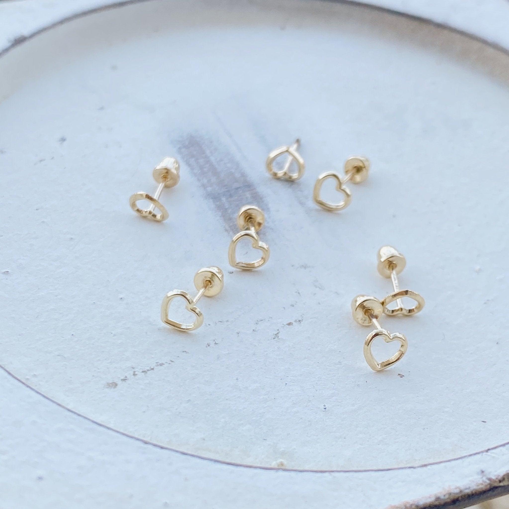 10k Gold Open Heart Stud Earrings - Liv.Aura Jewelry
