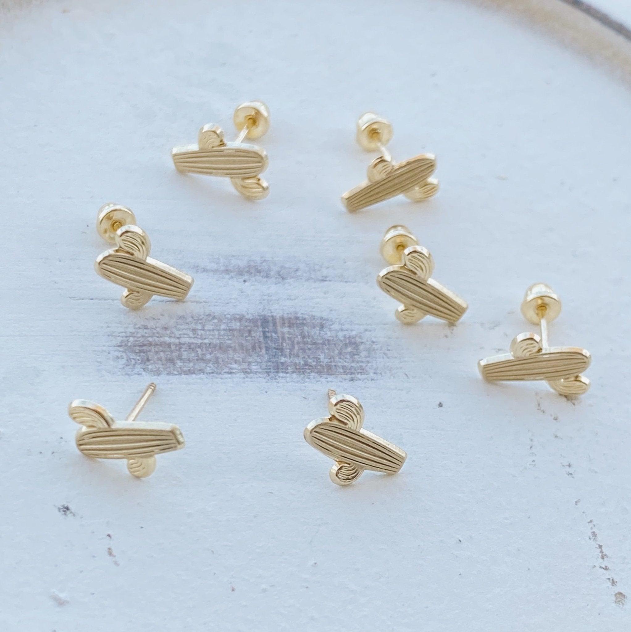 Cactus Stud Earrings 10K Gold | Hypoallergenic & Screw Back - Liv.Aura Jewelry