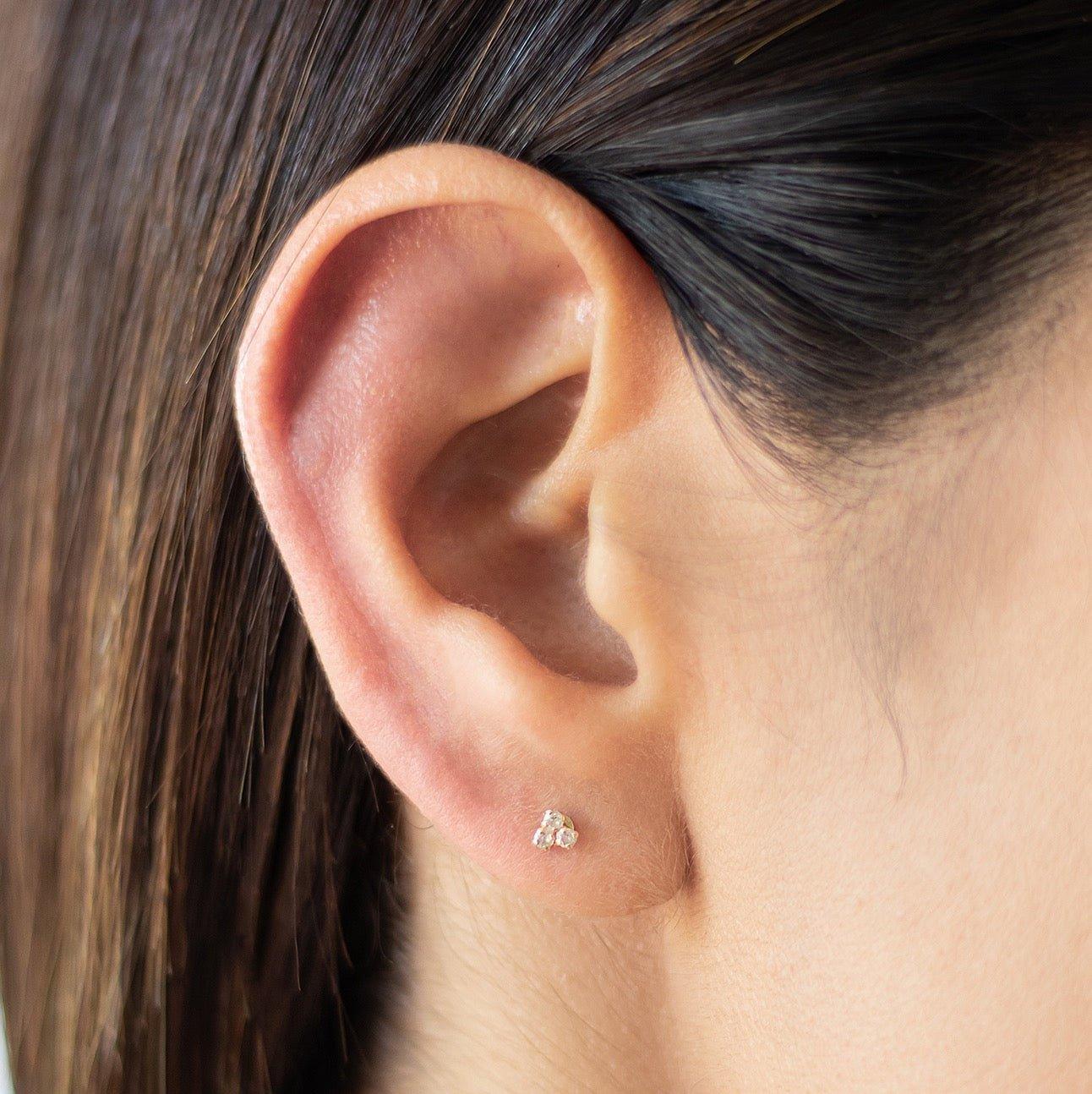 Three Dot Trio Stud Earrings 10K Gold white/red/blue/green - Liv.Aura Jewelry