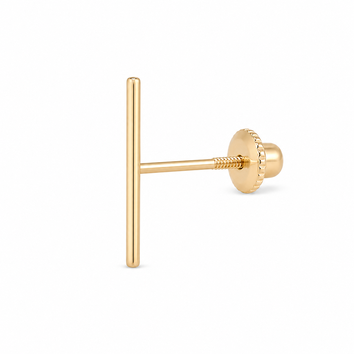 10K solid gold bar stud with threaded post and screw back - Liv Aura