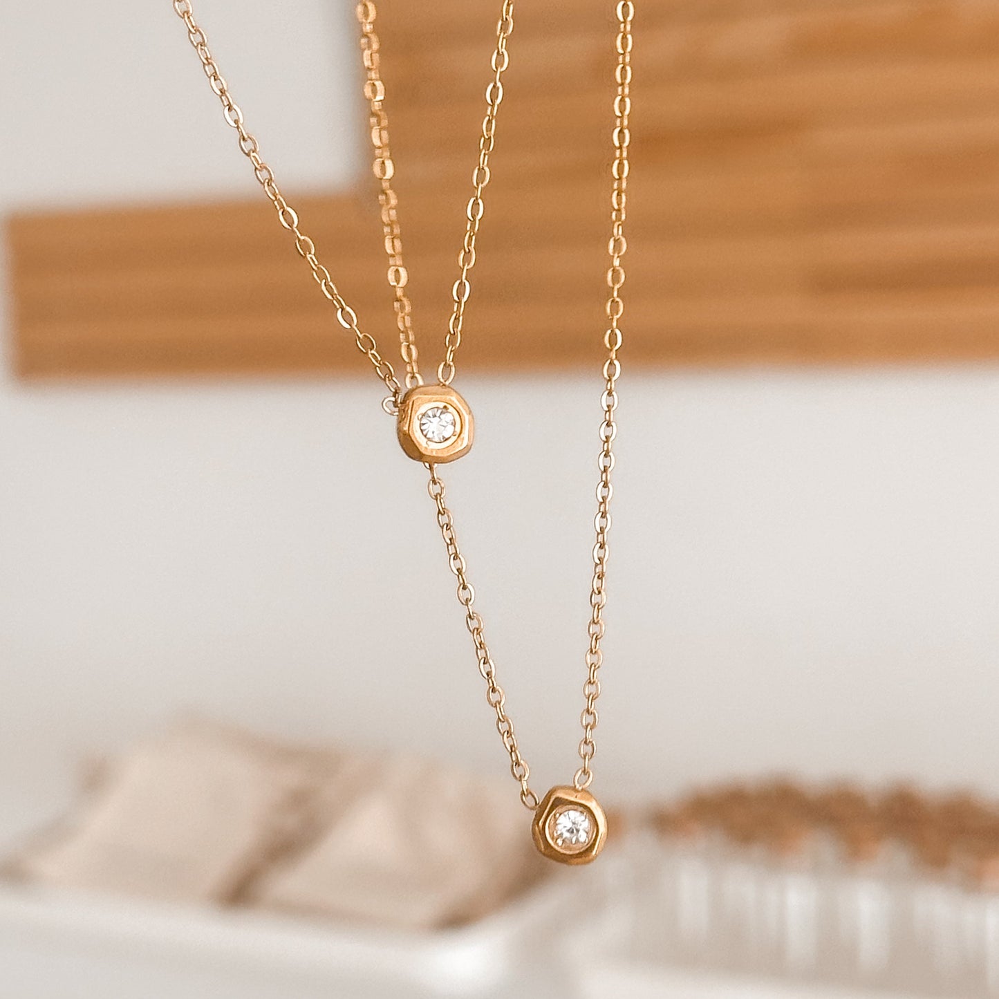 Solitaire Circle Necklace| 18K Gold