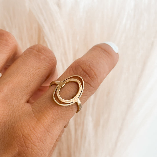 Simple Double Oval Open Ring 18K Gold