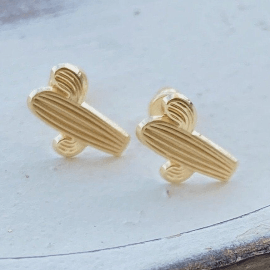 10k Cactus Stud Earrings - Liv.Aura Jewelry