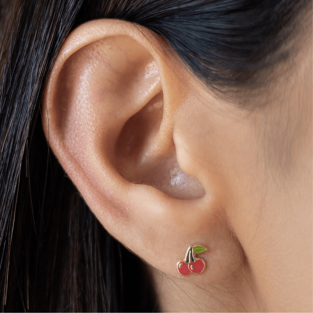 10k Cherry Stud Earrings - Liv.Aura Jewelry