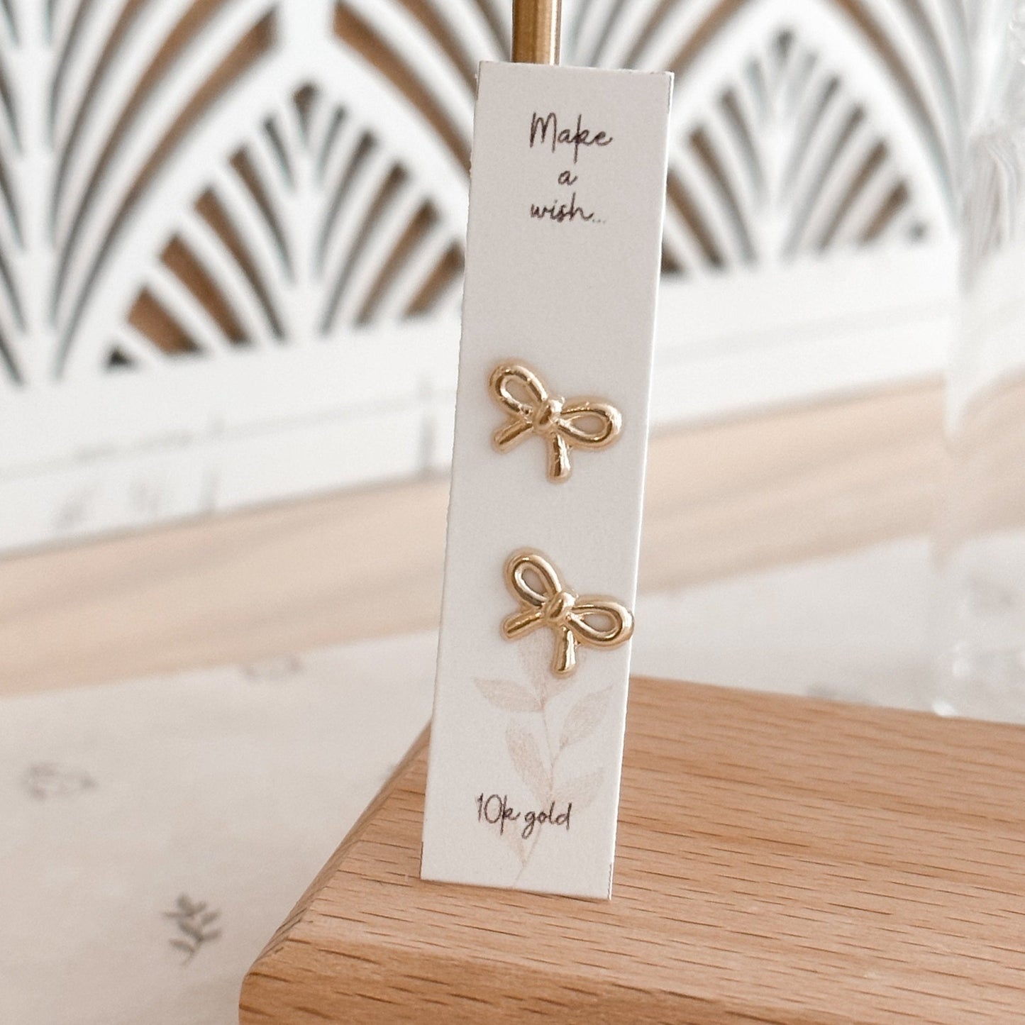 10K Gold Bow Stud Earrings – Hypoallergenic, Screw Back - Liv.Aura Jewelry