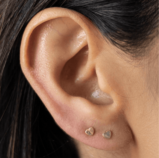 10K Gold Mini Heart Stud Earrings – Screw Backs and Hypoallergenic - Liv.Aura Jewelry