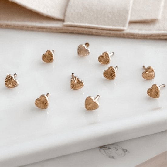 10K Gold Mini Heart Stud Earrings – Screw Backs and Hypoallergenic - Liv.Aura Jewelry