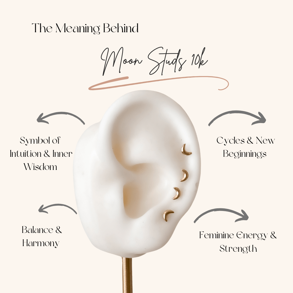 10k Gold Moon Stud Earrings - Liv.Aura Jewelry