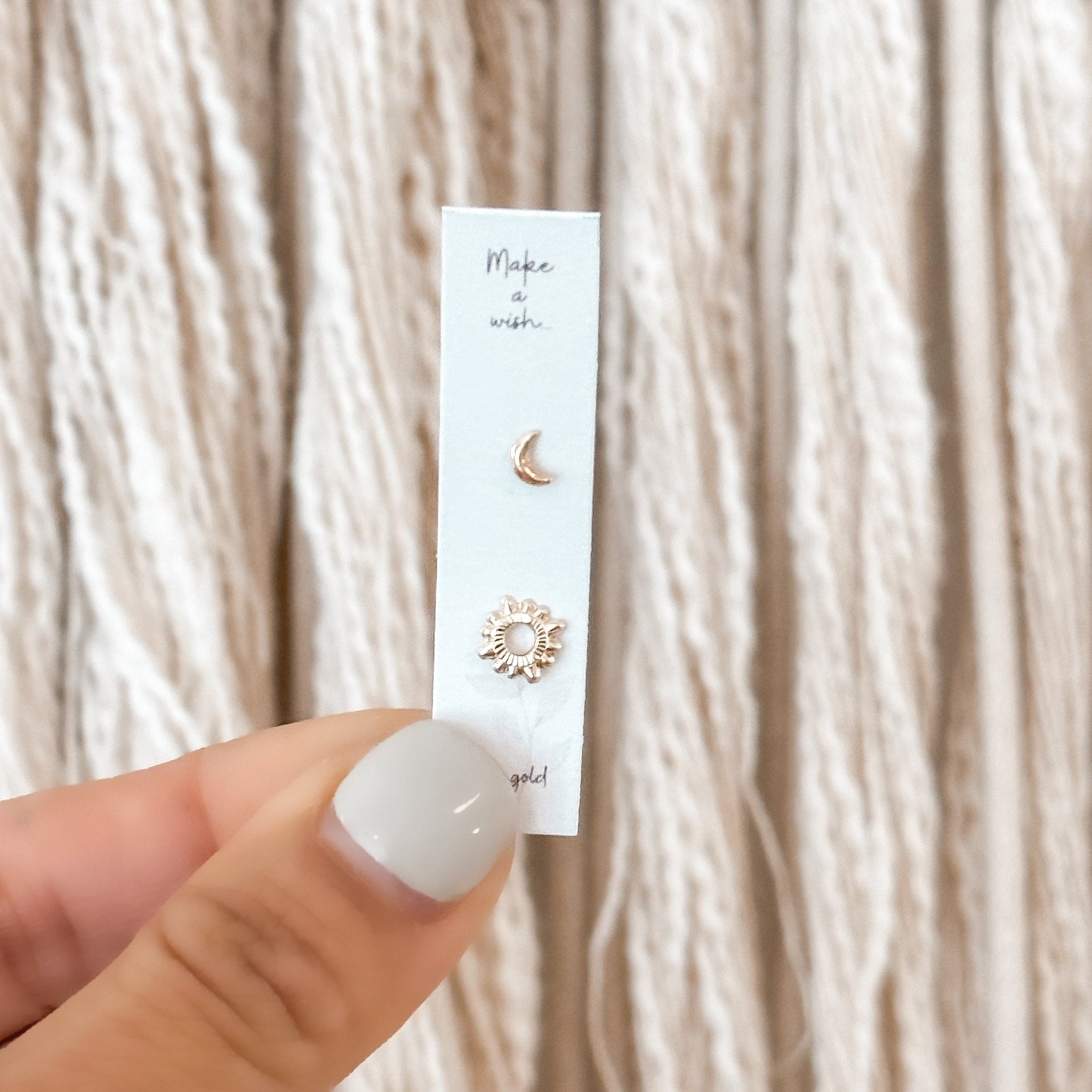 10K Gold Moon & Sun Stud Earrings – Hypoallergenic & Screw Back - Liv.Aura Jewelry