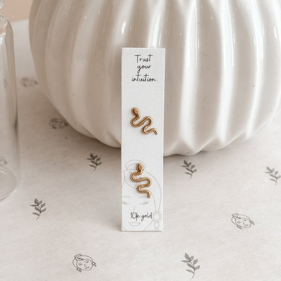 10K Gold Snake Stud Earrings – Screw Back, Hypoallergenic & Waterproof - Liv.Aura Jewelry