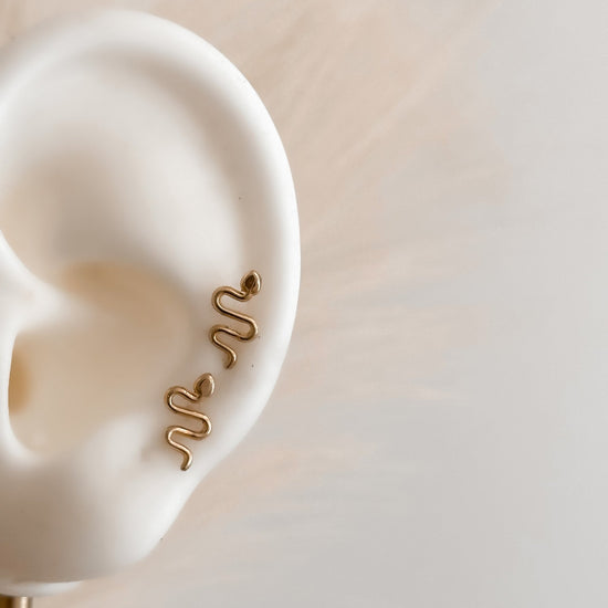 10K Gold Snake Stud Earrings – Screw Back, Hypoallergenic & Waterproof - Liv.Aura Jewelry