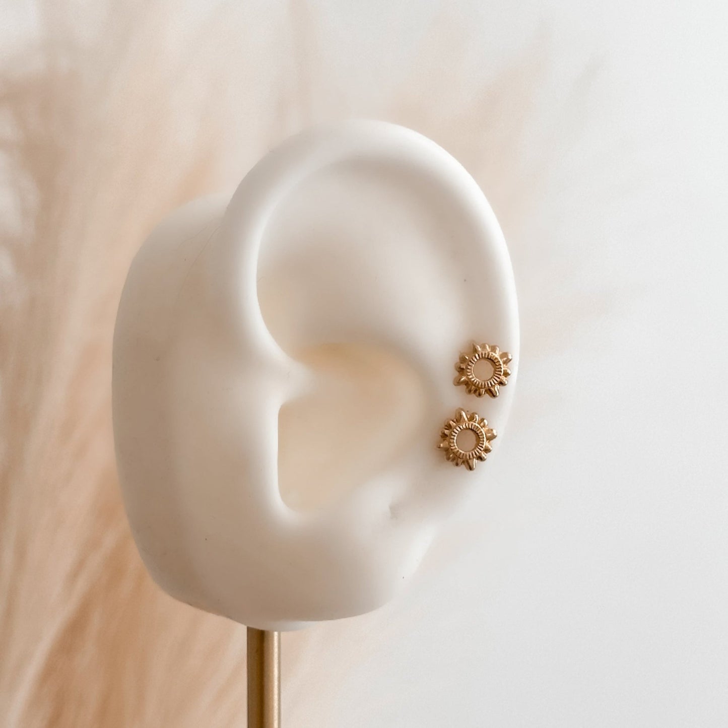 10K Gold Sun Stud Earrings – Screw Back, Hypoallergenic & Waterproof - Liv.Aura Jewelry