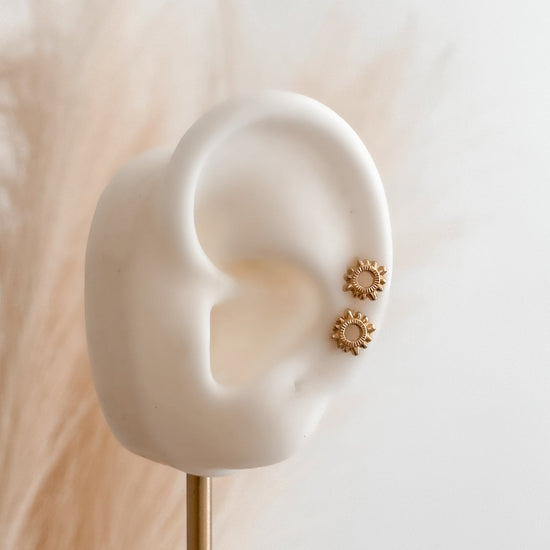 10K Gold Sun Stud Earrings – Screw Back, Hypoallergenic & Waterproof - Liv.Aura Jewelry