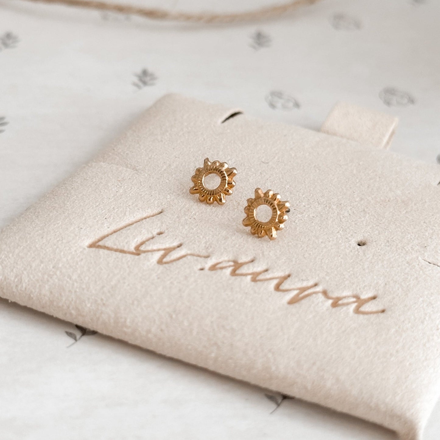 10K Gold Sun Stud Earrings – Screw Back, Hypoallergenic & Waterproof - Liv.Aura Jewelry