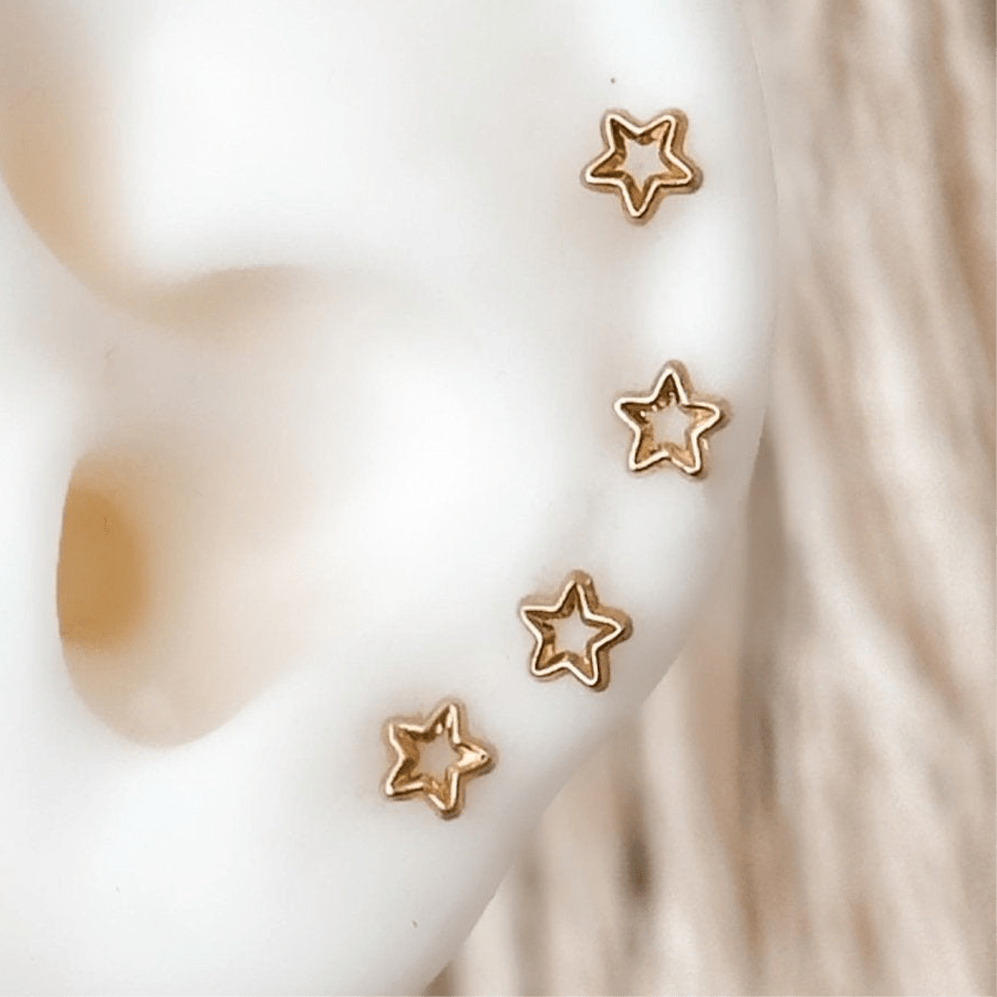 10k Open Star Stud Earrings - Liv.Aura Jewelry