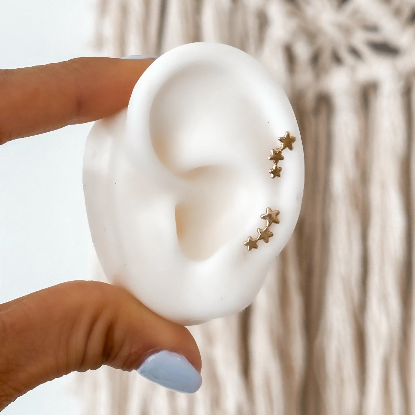 10K Solid Gold Star Ear Climbers – Screw Back & Hypoallergenic - Liv.Aura Jewelry