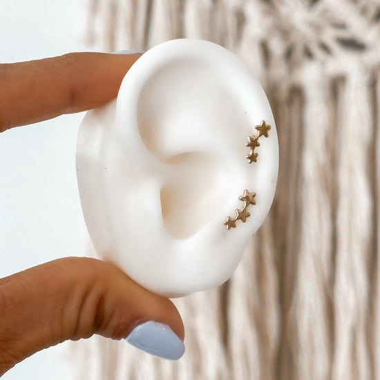 10K Solid Gold Star Ear Climbers – Screw Back & Hypoallergenic - Liv.Aura Jewelry
