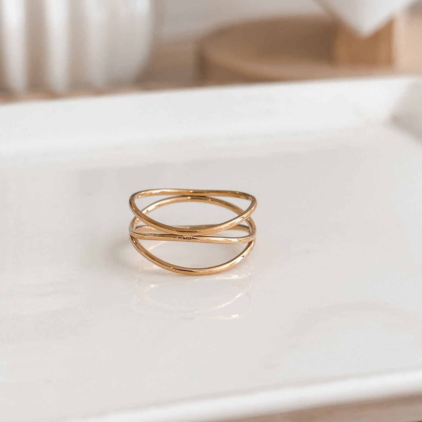 Minimalist Triple Band Ring 18K Gold