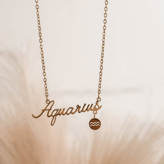 Aquarius  Zodiac Necklace | 18K Gold