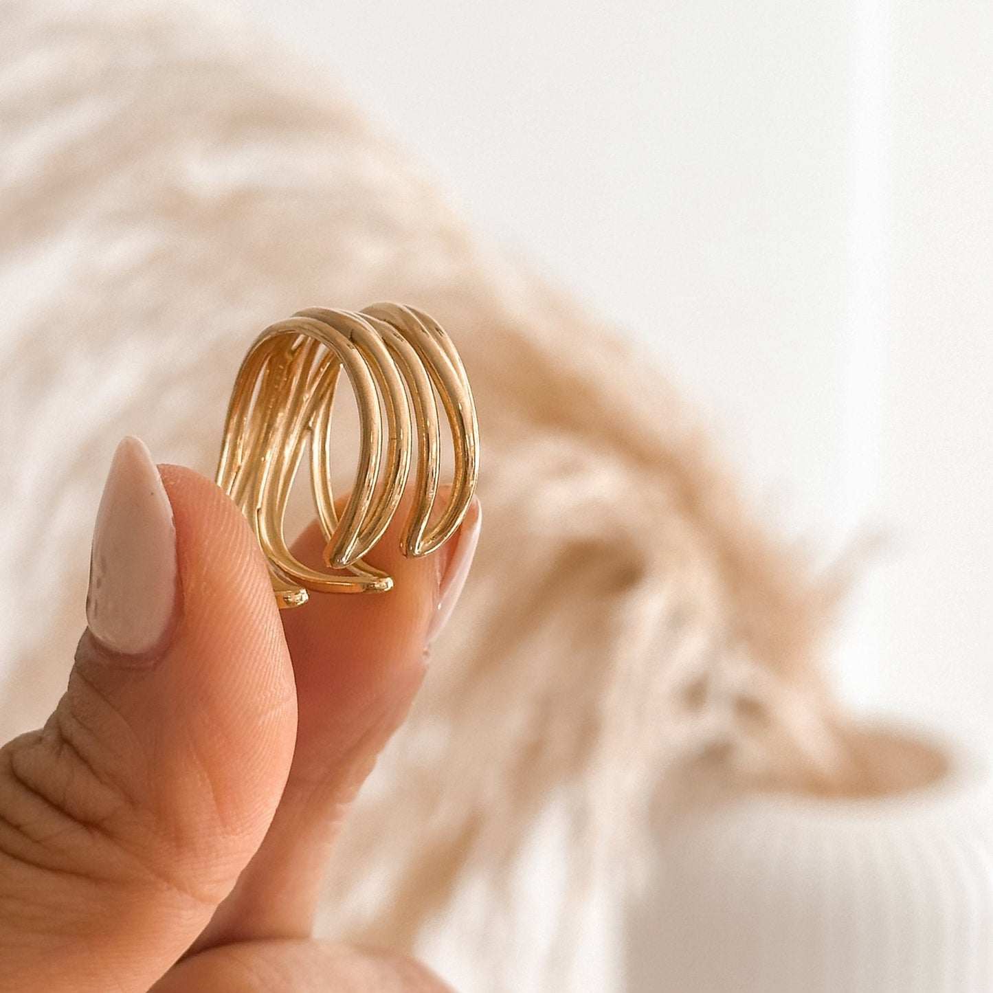 18K Gold Adjustable Wrap Ring - Liv.Aura Jewelry