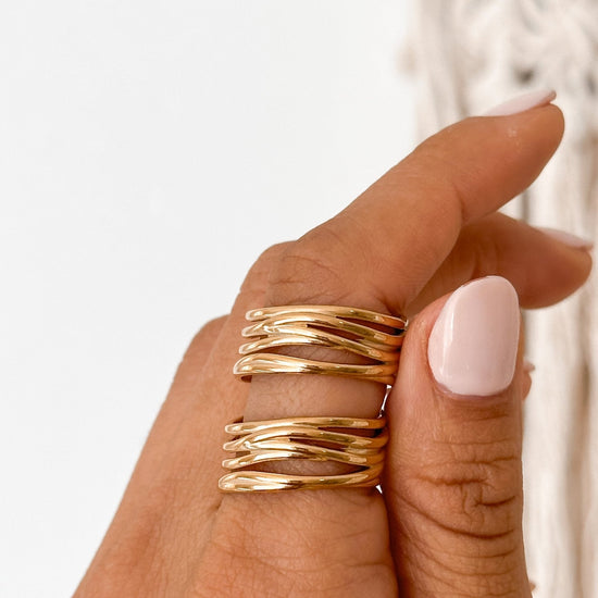 18K Gold Adjustable Wrap Ring - Liv.Aura Jewelry