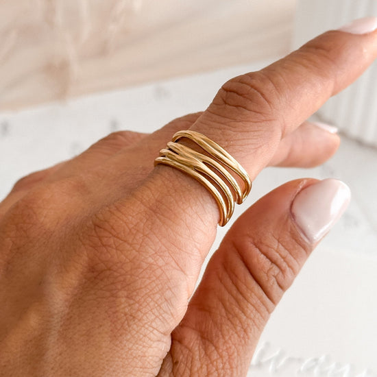 18K Gold Adjustable Wrap Ring - Liv.Aura Jewelry