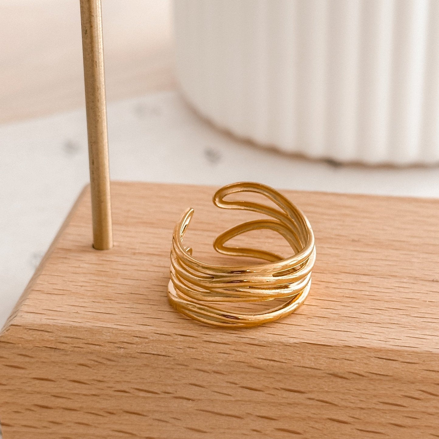 18K Gold Adjustable Wrap Ring - Liv.Aura Jewelry