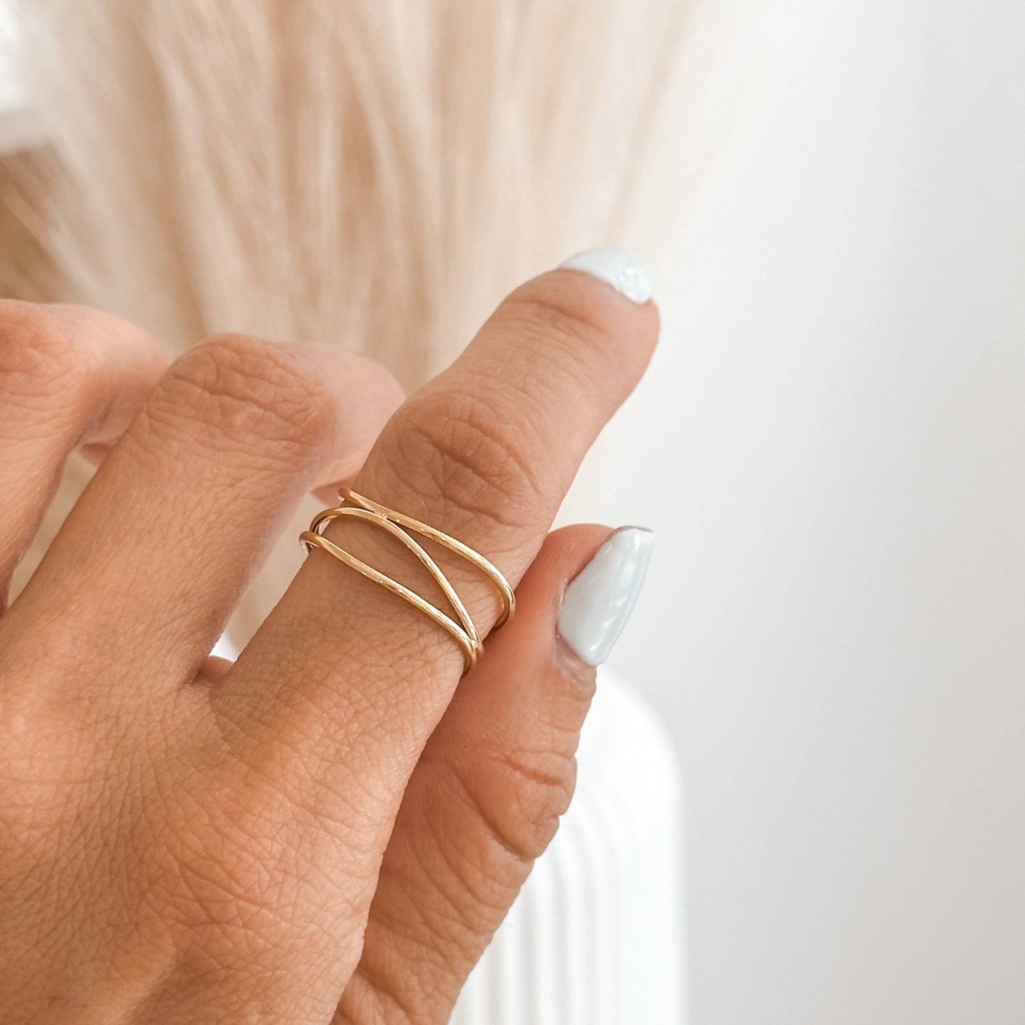 18K Minimalist Triple Band Ring - Waterproof & Hypoallergenic - Liv.Aura Jewelry