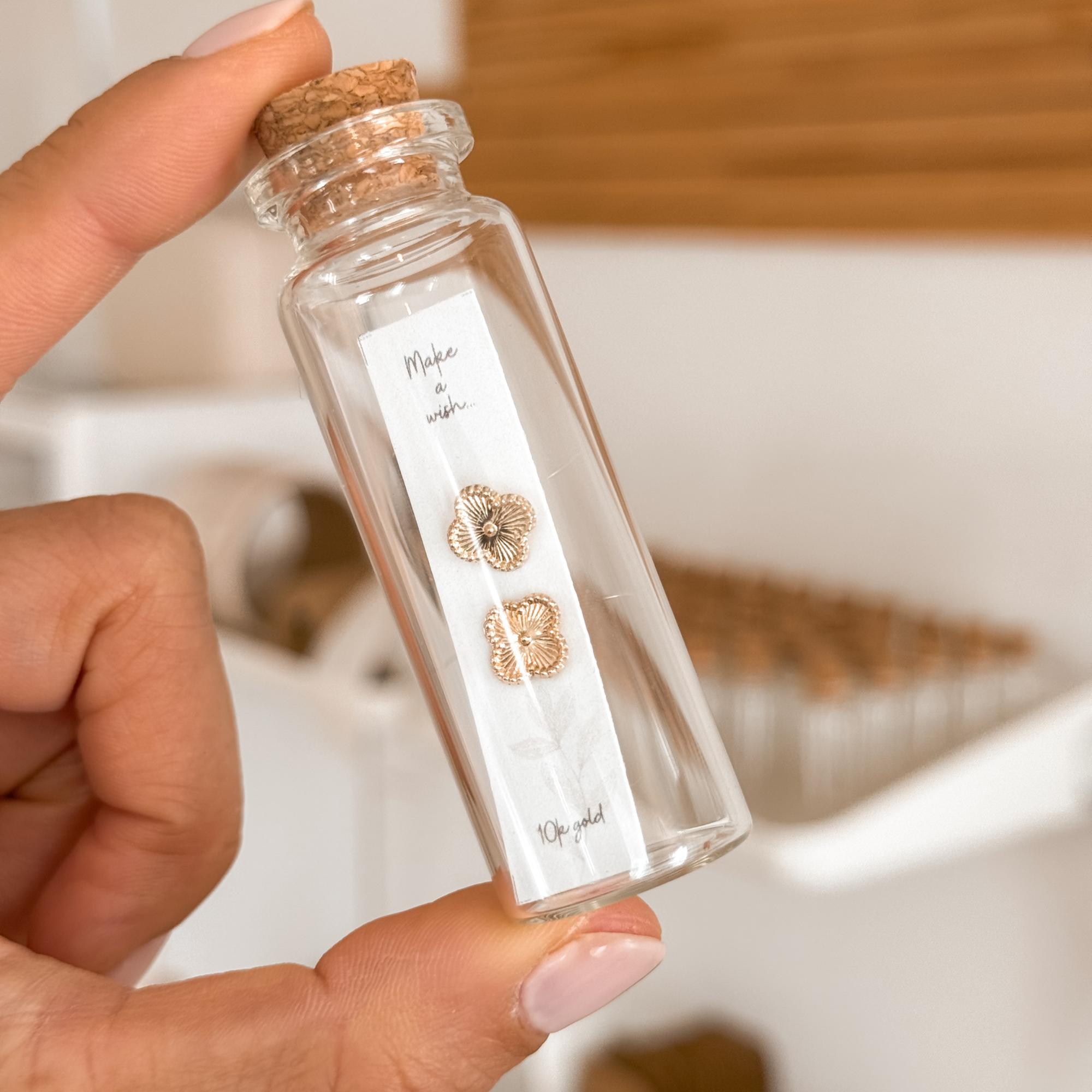 10k Gold Clover Flower Stud Earrings