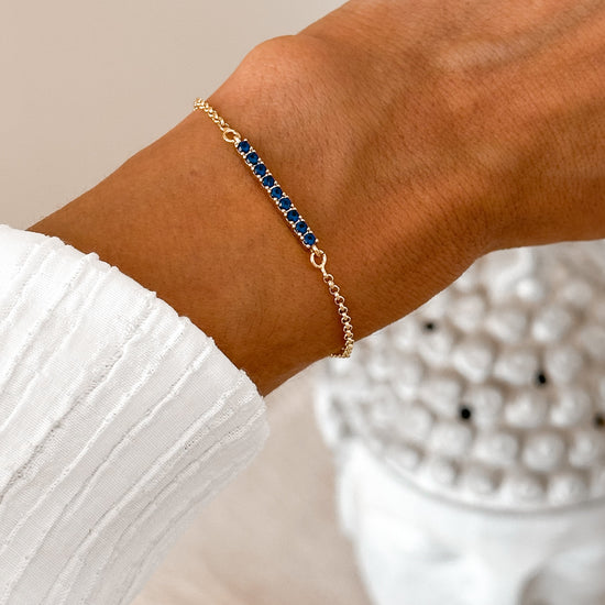 Blue CZ Bar Bracelet