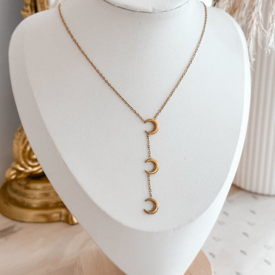 Layered Crescent Moon Necklace  | 18K Gold